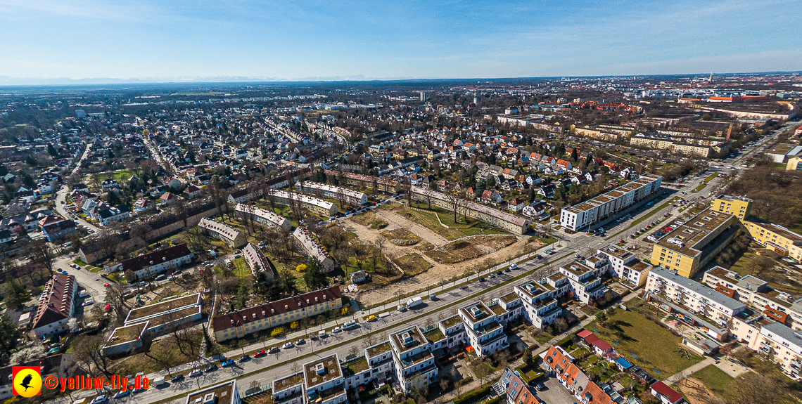 21.03.2023 - Luftbilder von der Baustelle Maikäfersiedlung in Berg am Laim